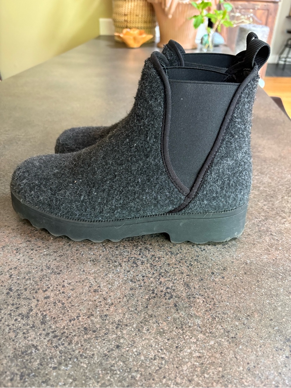 Gray bouclé  Aerosoles, 7.5, with lug sole, slip on and all day comfortable-